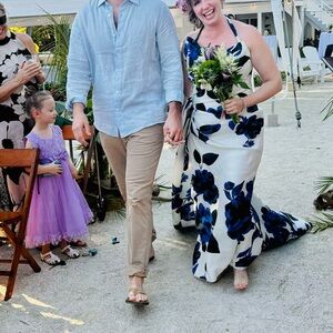 Monique Lhuillier Women's Floral Print Asymmetric Draped Column Gown